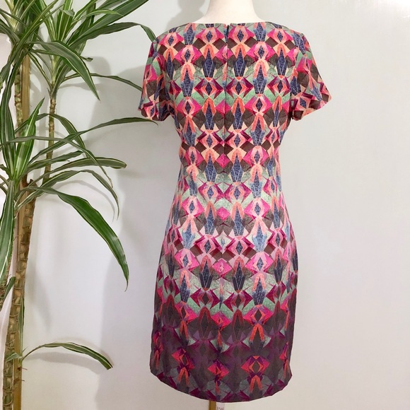 Kachel Geometric Diamond Scope Silk Shift Dress - Picture 4 of 8